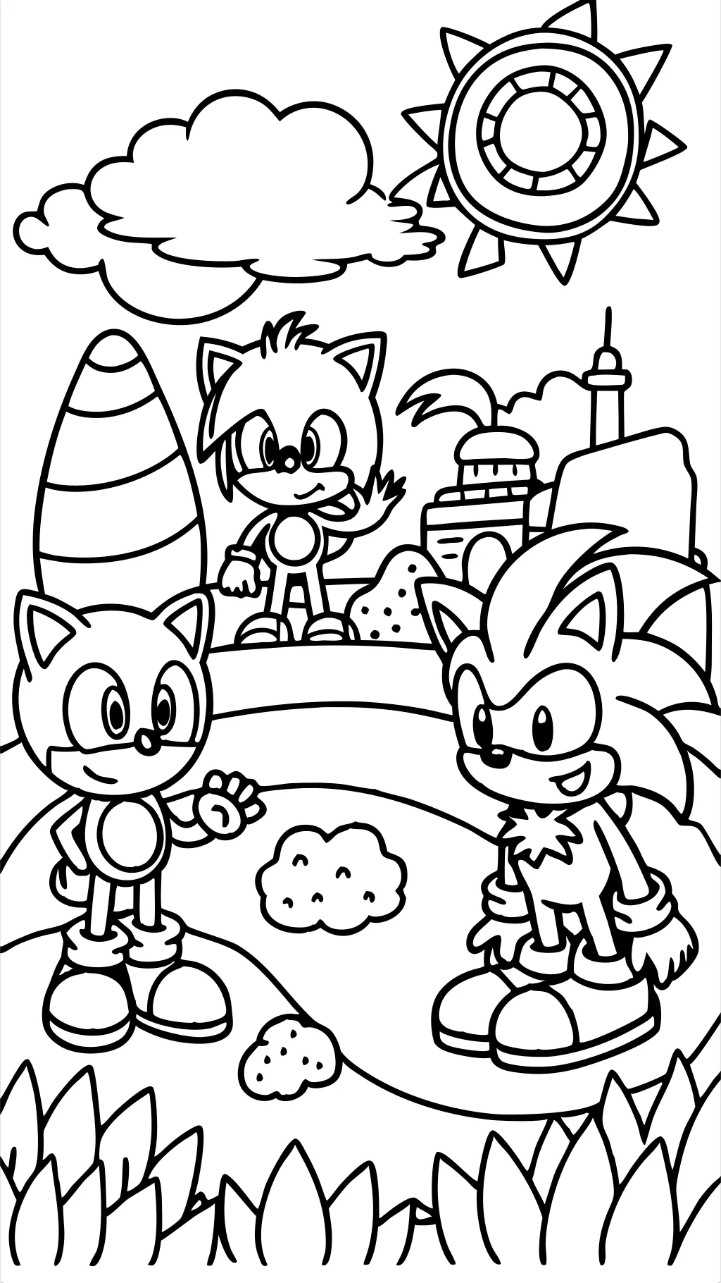 pages à colorier Sonic Tails and Knuckles